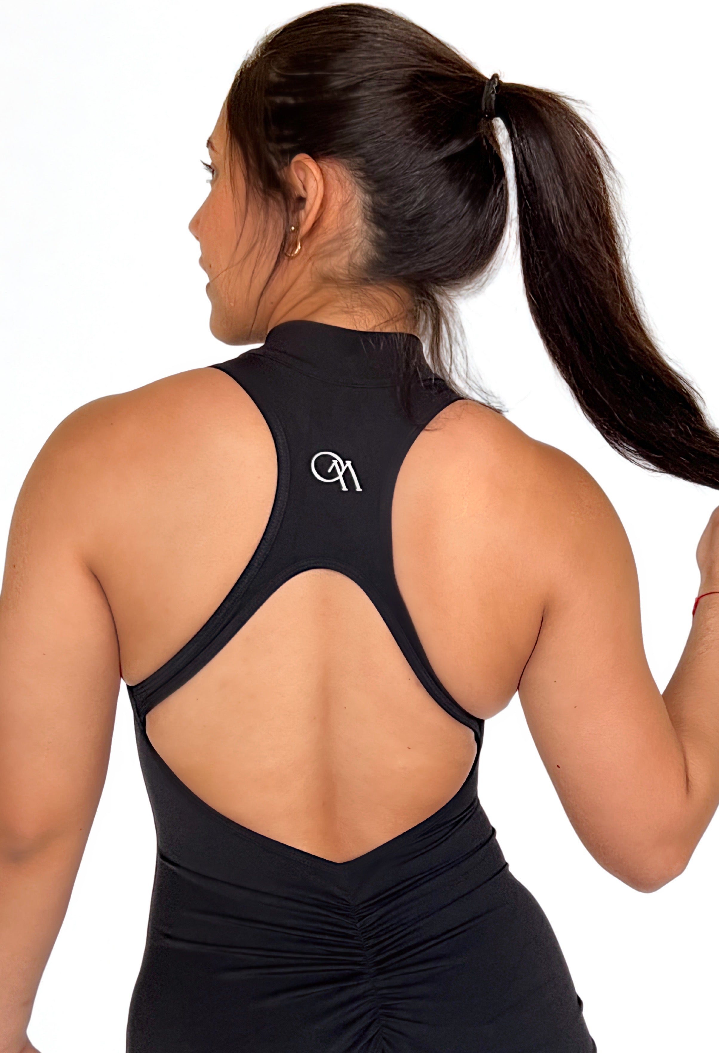enterizo deportivo negro para mujer, ideal para yoga o pilates