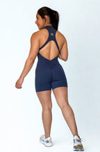 nterizo deportivo azul marino para mujer con efecto scrunch, ideal para yoga o pilates