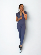 enterizo deportivo azul para mujer, ideal para yoga o pilates