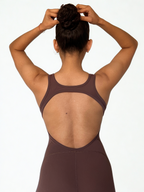 enterizo deportivo cafe para mujer, ideal para yoga o pilates
